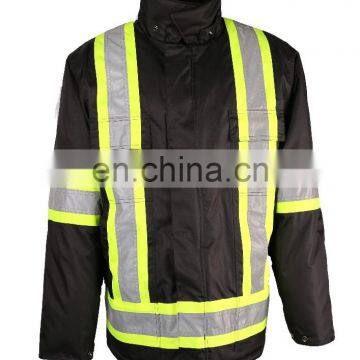 100% polyester winter black men's oxford waterproof coating jacket with refelctive tapes