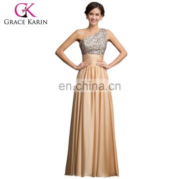 Grace Karin Latest Design One Shoulder Sequins Evening Dress Long CL007529-1