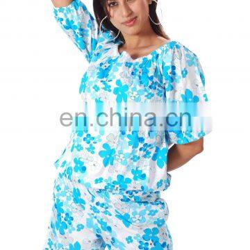 Printed Cotton Round Neck Dress