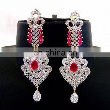 Wholesale CZ Earring - American Diamond CZ Earring - Party Wear Cubic Zircon Earring - Bollywood Style CZ Earring