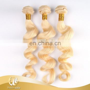 613# Blonde Color Virgin Human Loose Wave Remy Russian Hair Weave no shedding no tangle