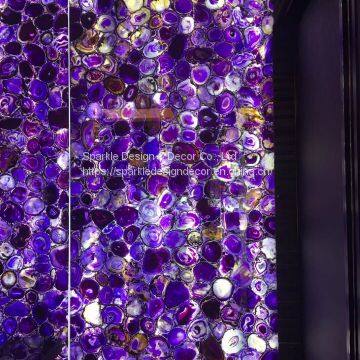 Grade A luxury wall panels Purple Semi-precious Agate Stone Slabs for Hotel