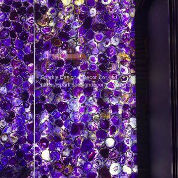 Grade A luxury wall panels Purple Semi-precious Agate Stone Slabs for Hotel