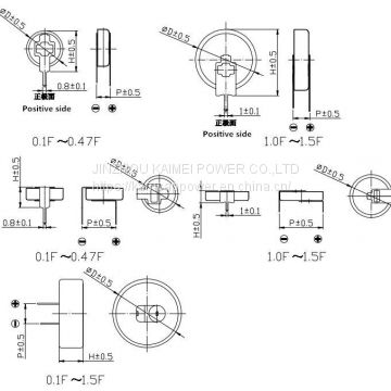 Coin Type Series 0.1F~1.5F 5.5V super capacitor