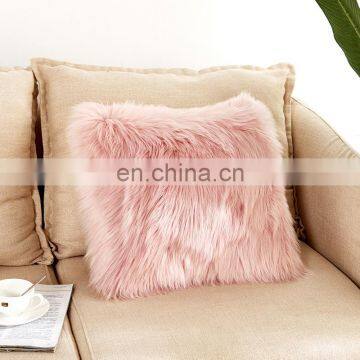 High Quality Trendy Square Bolster fur sheepskin pillow amazon