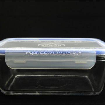 Borosilicate Rectangle Lunch Box Large Glass Mixing Bowls Glass Storage Bowl With Plastic Lid photo-3