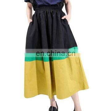 TWOTWINSTYLE Skirt For Women Patchwork High Waist Hit Color Casual A Line Designer Oversized