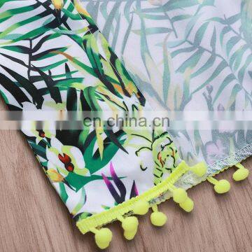 2019 Summer Girls Palm Leaf Pineapple Cardigan Tops t Shirt & Shorts 2pc Short Sleeve Kids Cardigan Set photo-6