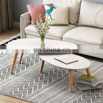 Triangles and Round White Solid Wood Side Coffee Table Modern Nordic Oval Oak Coffee Table for Office and Home photo-4