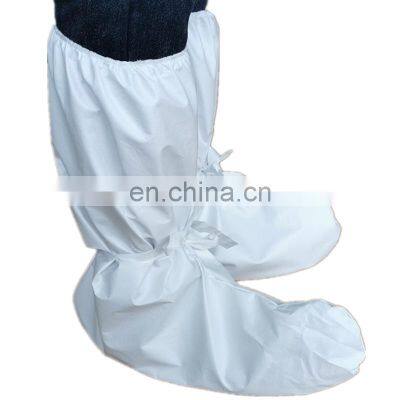 Non Skid Medical Waterproof Silicone PVC Sole Boot Cover Protective Non Woven High Knee Anti Slip Long Shoe Covers