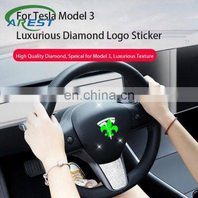 Car Label Sticker Diamond Car Accessories Interior Modification Car Logo Sticker for Tesla Model 3/S/X Dropship