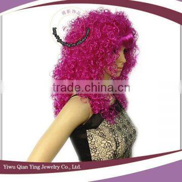 Halloween Synthetic Cheap Wholesale Afro Tight Curly Purple Party Wig photo-2