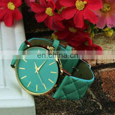 Dress Simple Watches Women Men Unisex Clock Checkers Faux Leather Band Quartz Wrist Watch