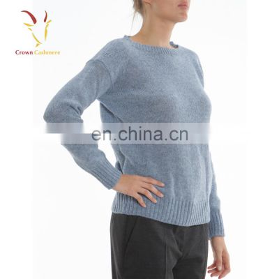 Women Crew Neck Breathable Cashmere Sweaters Pullover