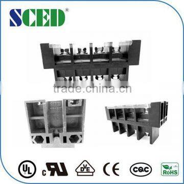 Through panel terminal connector 4-way screw barrier strip