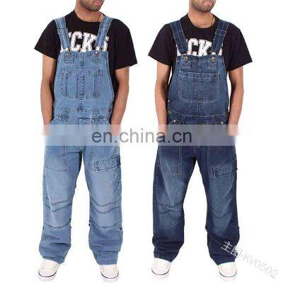 nnz010 new men's all-match overalls denim overalls fashion simple multi-pocket loose jeans