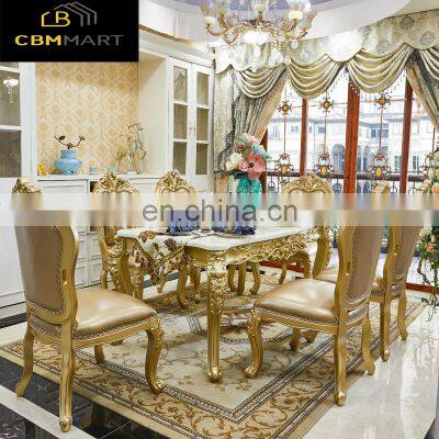 Antique solid wood dining room furniture Royal dining chair table combination Luxury dining room sets