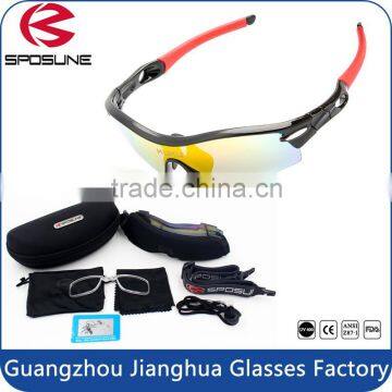 Safety glasses for cycling best selling interchangeable lenses bike sunglasses with hard box