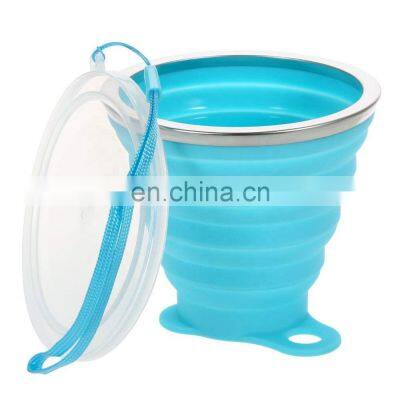 Reusable Camping Silicone Collapsible Silicone Cup Rubber Coffee Cup With Lids Foldable Coffee Cup photo-4