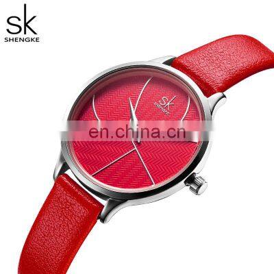 SHENGKE Chinese Red Women Watch K0116L Temperate Lady Wrist Watch Festive Maiden Handwatch