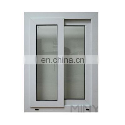 laminated finished brown color pvc sliding window with tint glass