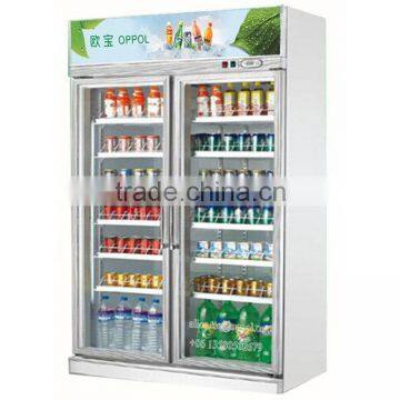 OP-A300 Digital Temperature Double Glass Door Beverage Display Cooler