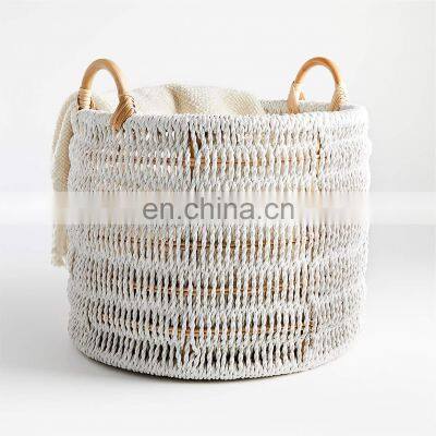 Hot Sale Super trendy Natural/White Rope Basket storage basket woven from seagrass laundry Basket Handwoven Natural Wholesale