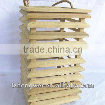 Hongwei Handmade Beautiful Wooden Lantern/Candle Lantern/Candle Holder With Hemp Rope Handle for Home&Garden Decor,Eco-Friendly photo-2