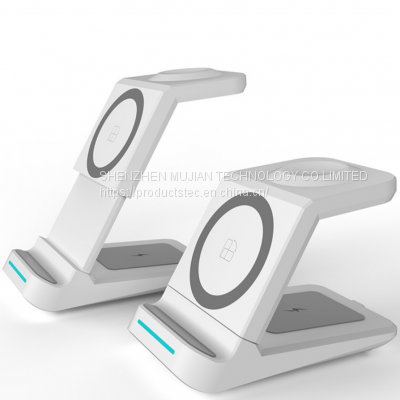 12V New Magnetic 15W Three-in-one Wireless Charger Multi-in-one Mobile Stand for Fast Wireless Charging photo-2