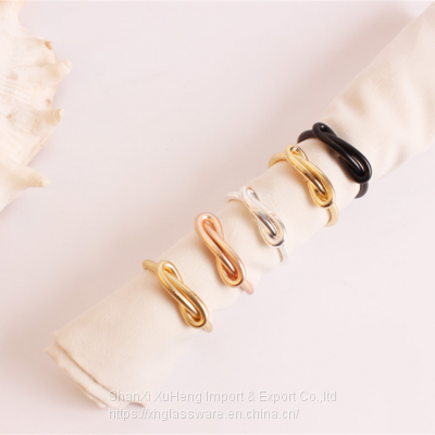 Colored Fashion Metal Gold Knot Napkin Rings For Wedding Table Decoration