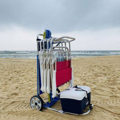 Foldable Beach BBQ Cart With Aluminum Tube PP Table and Removable Wheels photo-4