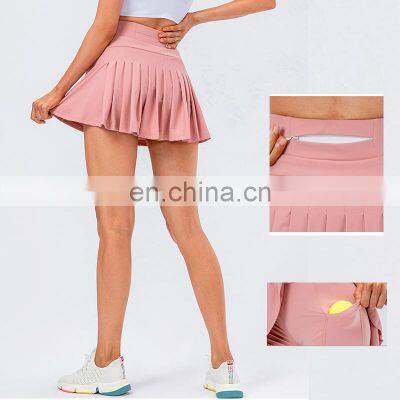 Hot Sexy Sportswear Back Pocket Tennis Skirt With Shorts Active Sport Running Skorts Skirts With Ball Pockets Golf Yoga Clothing photo-2