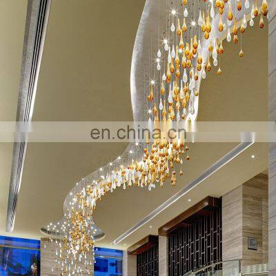 banquet hall modern luxury glass chandelier metal glass drop hanging pendant lighting