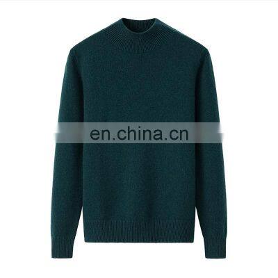 Women's Custom Logo Basic Pullover Thick Half Collar 100% Pure Cashmere Sweater Knitted Solid Pattern Casual Style Winter Season