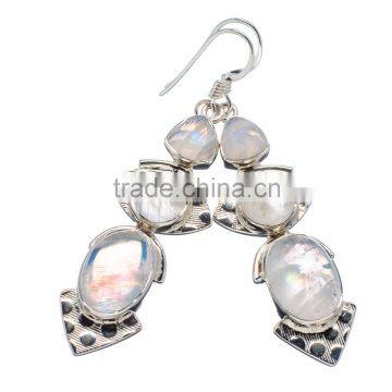 RAINBOW MOON STONE 925 STERLING SILVER EARRINGS ,925 STERLING SILVER JEWELRY WHOLE SALE,JEWELRY EXPORTER