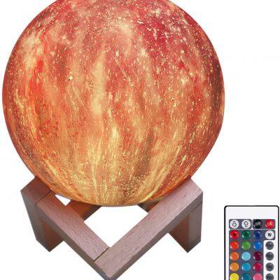 3D Moon lamp with Stand 5.9inch 15cm Table Lamps Touch Switch Remote Control 16 Colors Dimmable Kids Rechargeable Night Lights