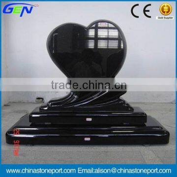 Single Heart Shaped Black Granite Monuments