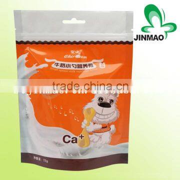 Flexible side gusset pet food packaging with resealable zipper