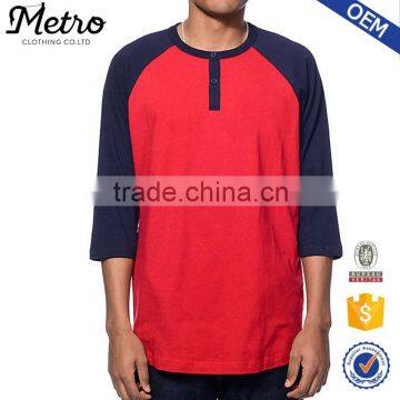 Cheap Custom Color Combination Mens Henley Baseball t-shirts