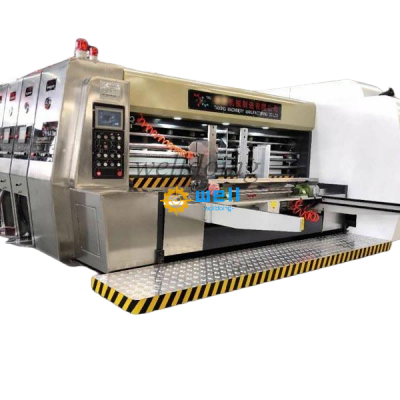 Máquina automática de impresión flexográfica, ranurado y corte por troquelado para la fabricación de cartones