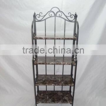 Four Layer Metal Stone Mosaic Top Pattern Home Wall Shelves