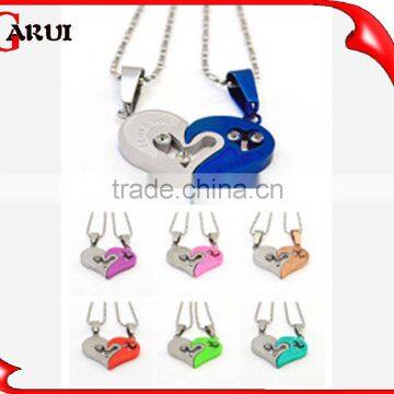 accessories heart necklaces plate color couple half heart pendants