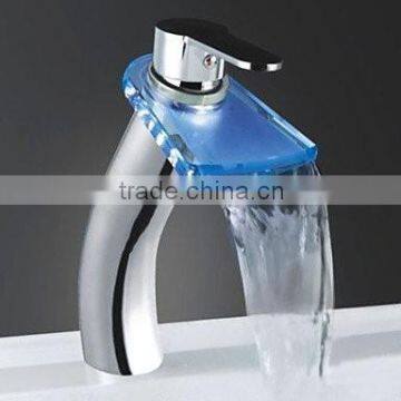 Color changing LED waterfall bathroom sink faucets (high)