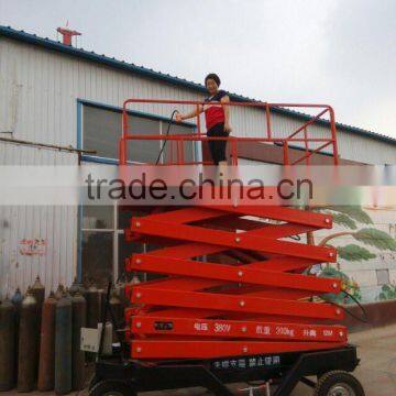 1.35~12m, 0.5 ton mobile hydraulic scissor lifting platform /vibro platform /motorized rotating platform