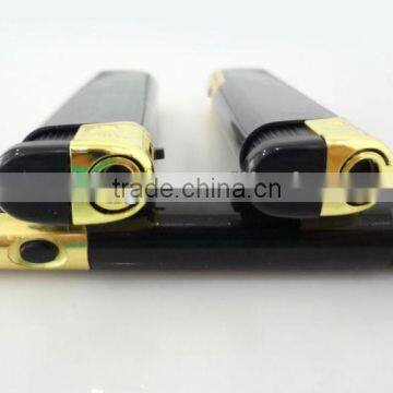 Wholesale Black Color Windproof Electronic Lighter, Refillable Cigarette Lighter With Led