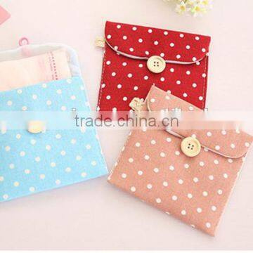 Nice dots ladies cotton sanitary napkin bag