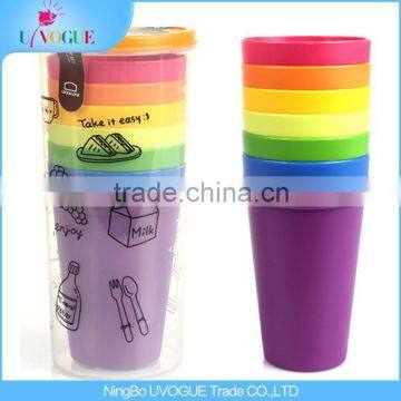 BPA Free Eco-Friendly 7 In 1 Fashion Color Juice Rainbow Cups