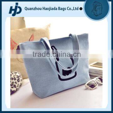 Leisure simple custom denim tote bag for shopping