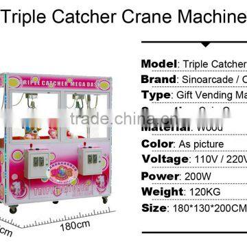 Good Price Coin Operated Two Players Plush Novelties Triple Catcher Crane Clawing Game Machine photo-2