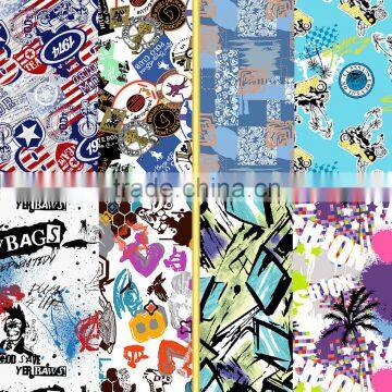 Graffiti graphic print fabric / Graffiti art design printing swimwear and underwear fabric